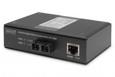 Industrial Gigabit Media Converter RJ45, SC 0.5km 