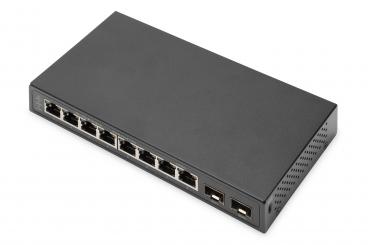 8 puertos Gigabit + 2 puertos Gigabit SFP
 